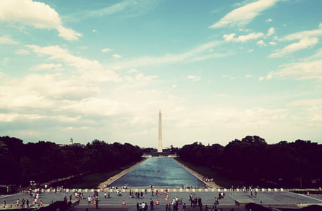 persone, in piedi, strada, Monumento di Washington, turisti, punto di riferimento, Stati Uniti d'america