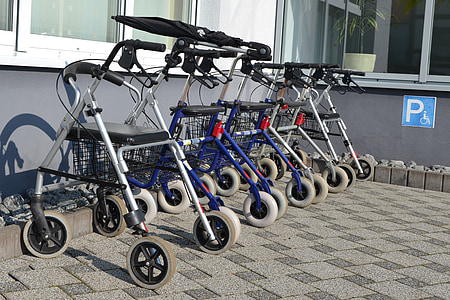rollator, seniors, disabled parking space, walking aids, old people, age, mobility