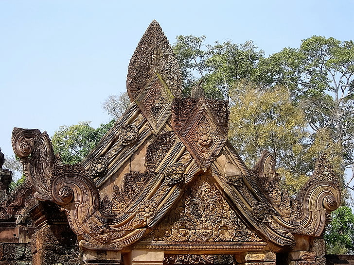 šventykla, religija, Kambodža, apdaila