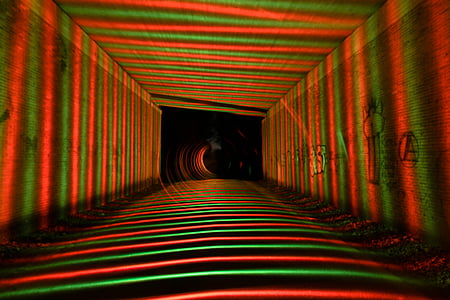 light painting, color, colorful, underpass, structure