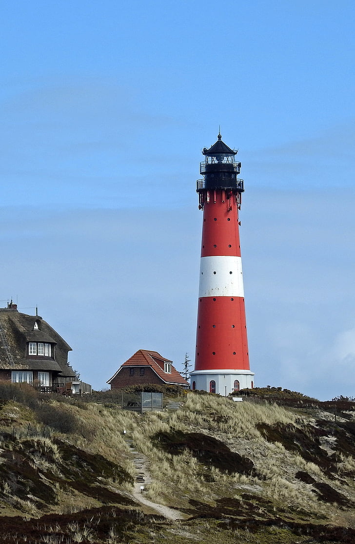lighthouse, sylt, coast, beach, north sea, hörnum, dunes