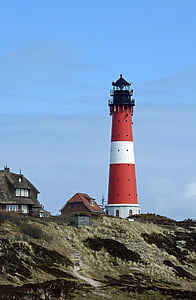 灯塔, 叙尔特岛, 海岸, 海滩, 北海, hörnum, 沙丘