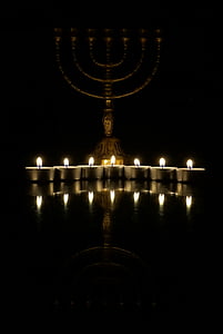 menorah, candles, candlestick, tealight, fire, flame, candlelight