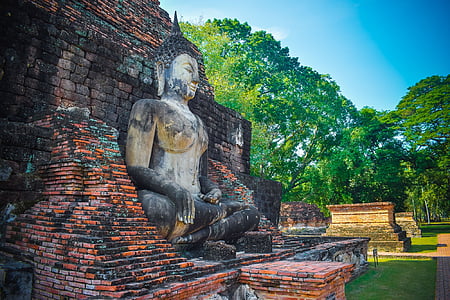 park historyczny Sukhothai, Miasto radości, starożytne miasto, Azja, Buddyzm, Budda, posąg