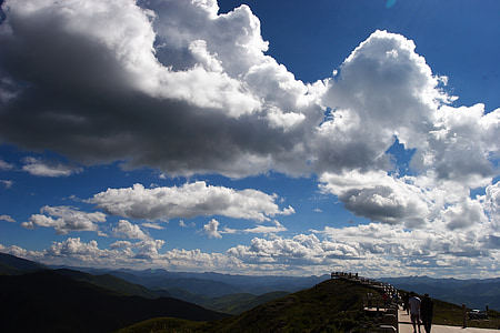 the scenery, western sichuan, blue sky, white cloud