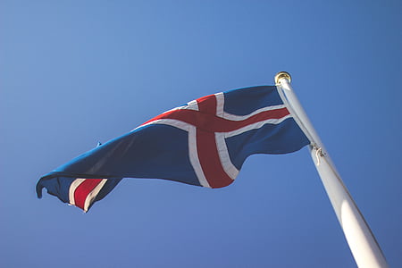 μπλε, κόκκινο, σημαία, της ημέρας, Ισλανδία, ουρανός, πατριωτισμός