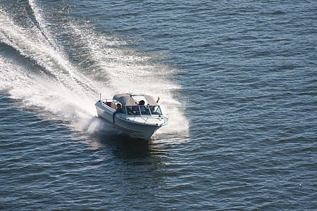 speedboat, boat, sea, ocean, water, nature, outside