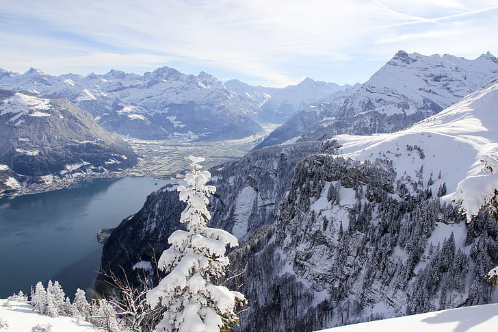 Lucerna području, jezero, Švicarska, planine, središnje države, nebo, oblaci