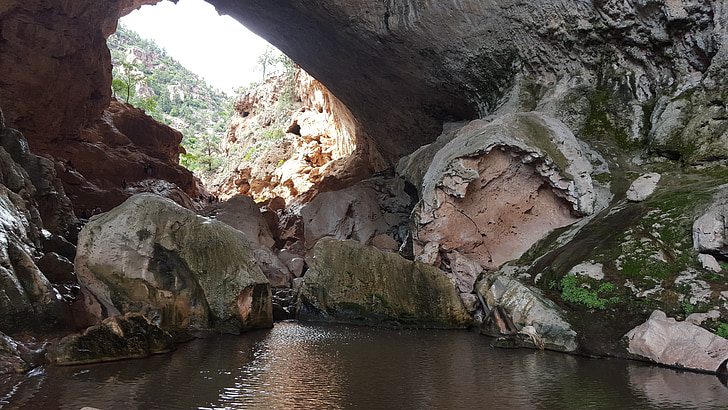 ponte natural de tonto, caverna, água, Arizona, ponte, rocha, Parque