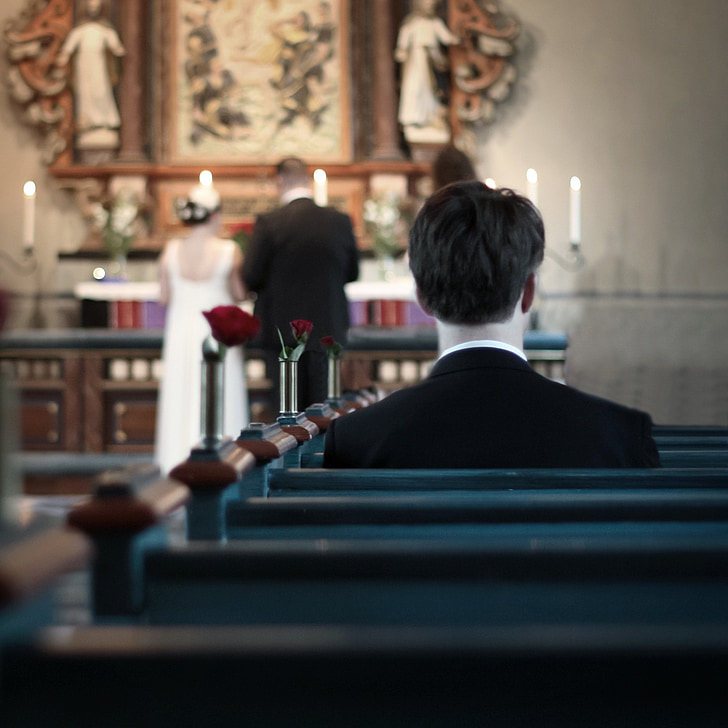 Hochzeit, Einsamkeit, allein, Kirche, fest
