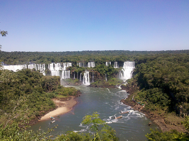grå stær, vann faller, Iguaçu, Foz, Foz iguaçu, Brasil, natur