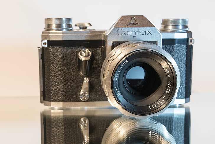 Contax f, antiguo, Foto, cámara, lente, retro, película
