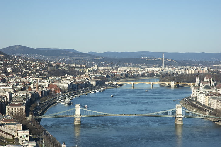 Bridge, Buda, Pest, Budapest, Donau, floden, stadsbild