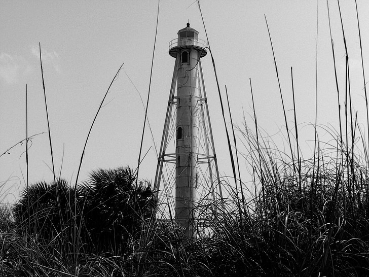 rear range lighthouse, boca grande, florida, lighthouse, beach, old, landmark