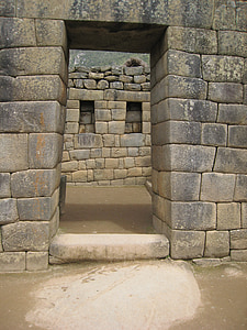 Machu picchu, porta, ruïna, antiga, Perú, Andes, inques
