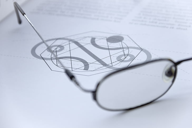 ulleres, macro, ull, visió, llegir, llibre, revista