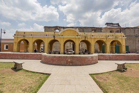 Guatemala, Antigua guatemala, portes, vell, antic edifici, arquitectura, façana