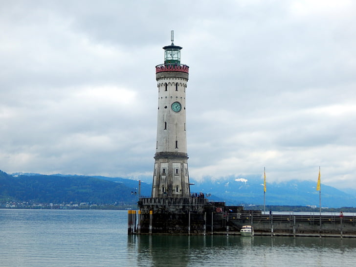 Lindau, Konstanz Gölü, Deniz feneri, Almanya, Göl, su, Bavyera