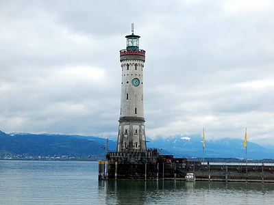 Lindau, Bodensjön, Lighthouse, Tyskland, sjön, vatten, Bayern