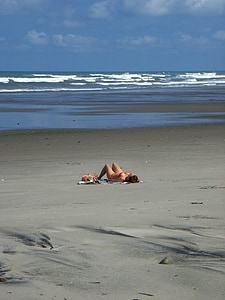 spiaggia, sole, mare, Soledad, donne, canoa, Ecuador