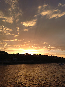 Sunset, Harbour, Sydney, taevas, pilved, panoraam, Dusk