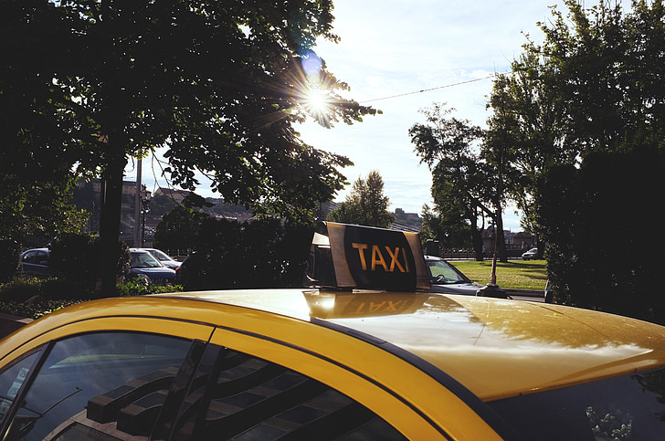 taxi, Budapest, voiture, jaune