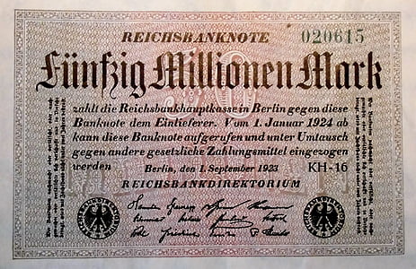 inflationsgeld, 1923, Berlín, Bitllet Imperial, inflació, inútil, pobresa