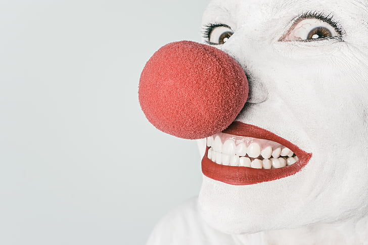 osoba, červená, nos, klaun, obrázek, make-upu, rtěnka
