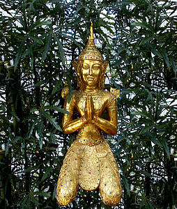 buddha, statue, sculpture, stone figure, gold, art, photoshop