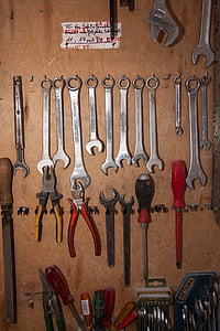 το εργαλείο τοίχου, εργαλείο, αποθήκευσης, γαλλικό κλειδί, πένσα, αρχείο, graver