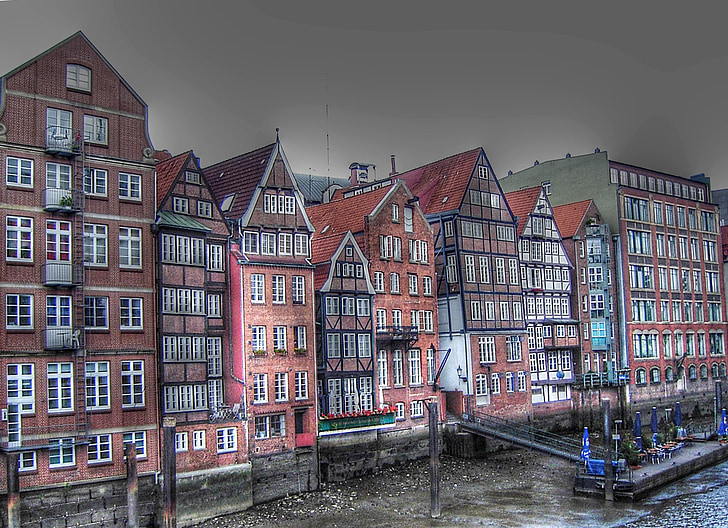 Dyke road, Hamburg, poort, huizen