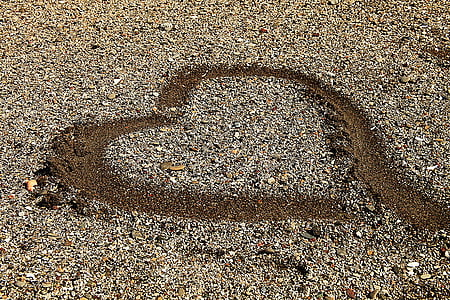 сердце, песок, пляж, любовь, Лето, Отдых, форма