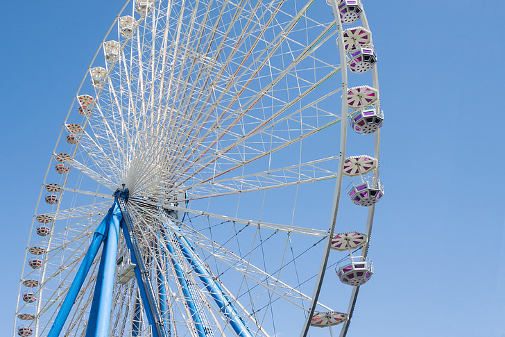 Ferris wheel, gada tirgus, godīgu, braukt, Folk festivāls, carnies, zila