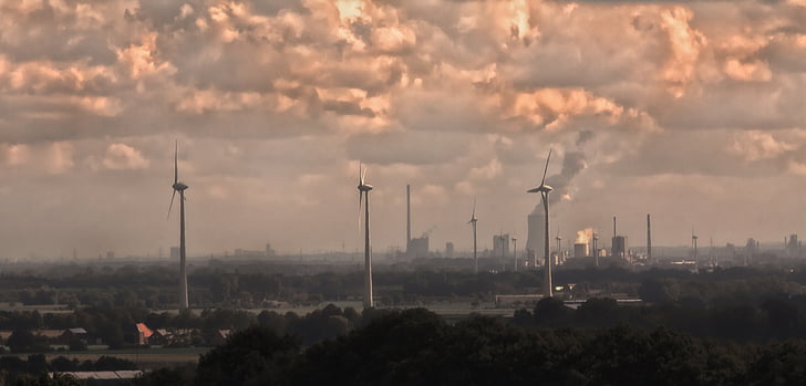 ruhr area, air pollution, chimney, industry, work, wolhen, smoke