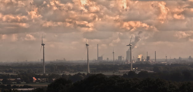 ruhr area, air pollution, chimney, industry, work, wolhen, smoke
