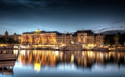 Stockholm, nat skudt, nat, HDR