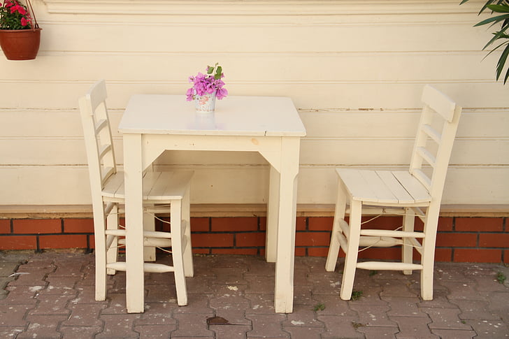 soledat, blanc, cadira, taula, mobles, fusta - material, decoració