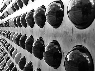 black and white, close -up, group, round, rows