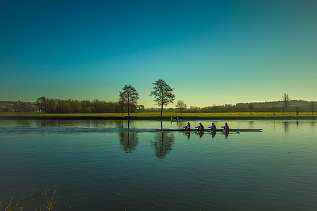 boating, rowing, river, kayak, reflection, sport, tema