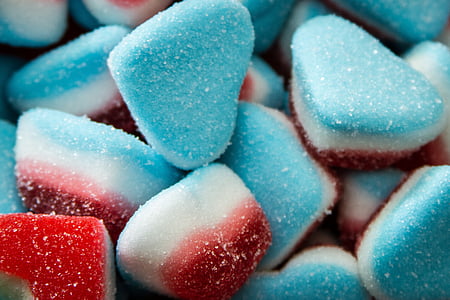 sweet, heart, sugar, candy, gums, color, forms