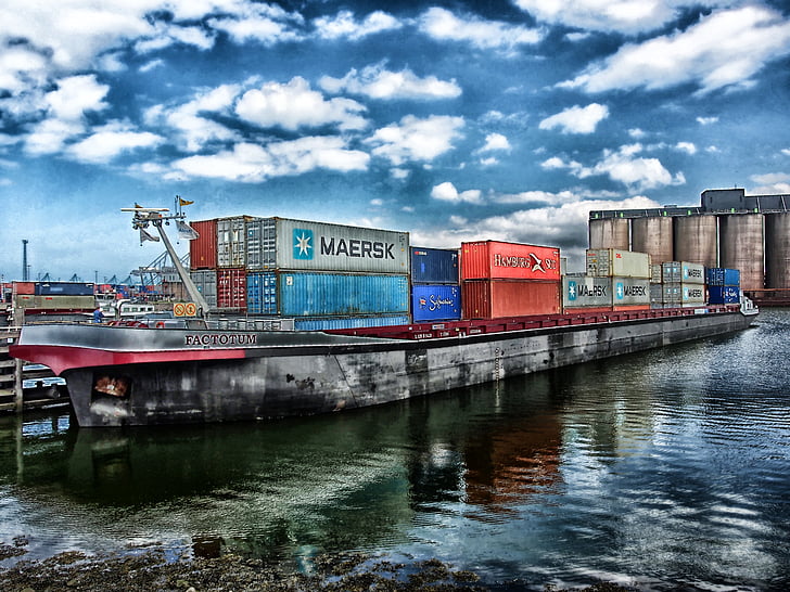 Rotterdam, Nederland, skipet, kasser, Last, port, havn