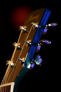 música, guitarra, instrumento, guitarra acústica, cabeça de guitarra, close-up