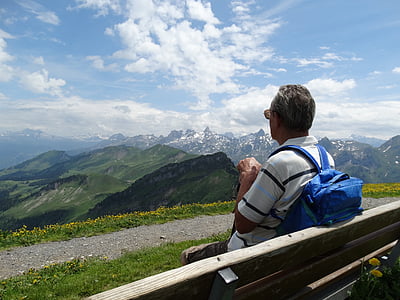 băng ghế dự bị, tầm nhìn xa, núi trên thế giới, từ xa xem, phần còn lại, người, thư giãn