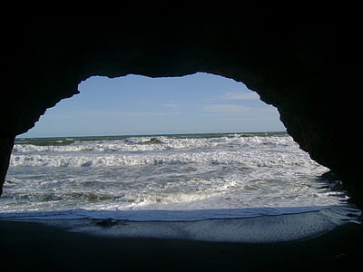 Grotta, spiaggia, paesaggio, natura, mare, orizzonte, Costa