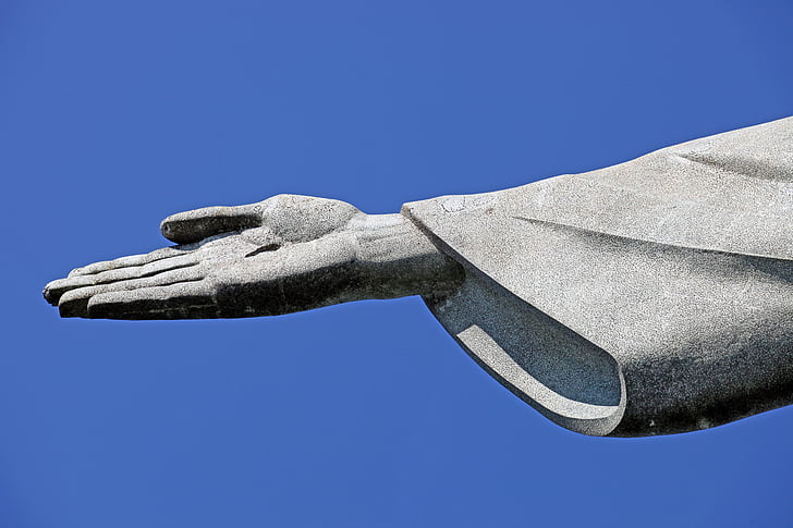 Rio de janeiro, Brasil, Corcovado, Crist Redemptor, mà, detall, estàtua