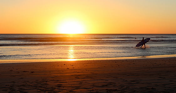 Beach sunrise, ob morju, surfer, Sunrise beach, zlati, sončne svetlobe, zunanji