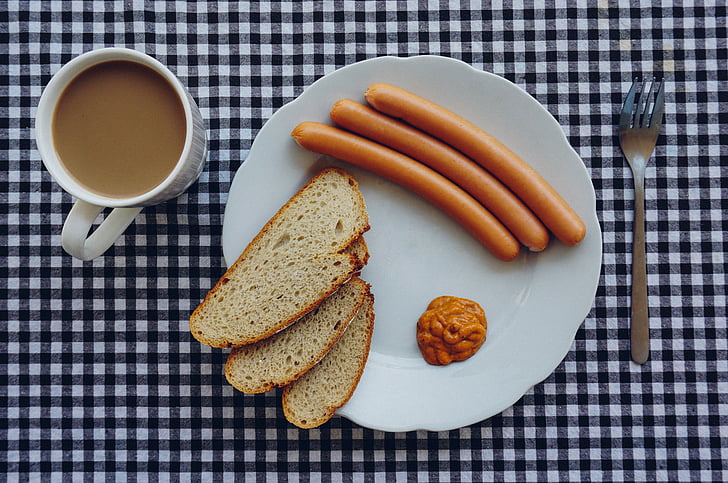 pâine, mic dejun, cafea, Cupa, cina, fel de mâncare, produse alimentare