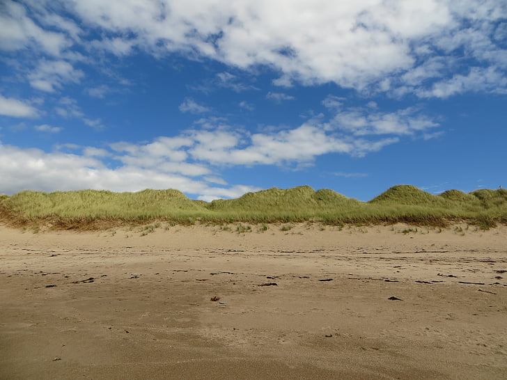 dunas, Playa, cielo, nubes, Mar Báltico, verano, arena