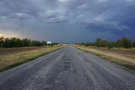 Road, horisonten, Rusland, mørk himmel