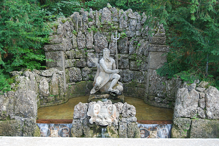 Salzburg, Austria, Hellbrunn, Palacio, jardines, estatua de, Neptuno